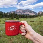 Rico Industries NHL Hockey Carolina Hurricanes Red Speckle 12oz Laser Engraved Campfire Mug