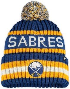 47 NHL Unisex-Adult Team Color Officially Licensed Primary Logo Bering Sport Knit Cuffed Pom Beanie Cold Weather Hat - Buffalo Sabres Blue