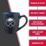 Rico Industries NHL Hockey Buffalo Sabres Navy 16 oz Team Color Laser Engraved Speckled Ceramic Coffee Mug