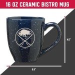 Rico Industries NHL Hockey Buffalo Sabres Navy 16 oz Team Color Laser Engraved Speckled Ceramic Coffee Mug