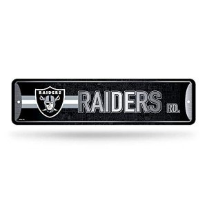 Rico Industries NFL Las Vegas Raiders Home Décor Metal Street Sign (4" x 15") - Great for Home, Office, Bedroom, & Man Cave - Made,Silver