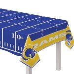 Amscan Los Angeles Rams All Over Print Plastic Table Cover - 54" x 96" (1 Pc.) - Durable & Stylish Design for Game Day Celebrations, Tailgates, and More