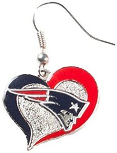 NFL New England Patriots Swirl Heart Earrings