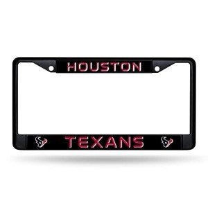 Rico Industries NFL Football Houston Texans Black Chrome Frame with Plastic Inserts 12" x 6" Car/Truck Auto Accessory