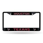 Rico Industries NFL Football Houston Texans Black Chrome Frame with Plastic Inserts 12" x 6" Car/Truck Auto Accessory