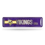 Rico Industries NFL Minnesota Vikings Home Décor Metal Street Sign (4" x 15") - Great for Home, Office, Bedroom, & Man Cave - Made,Silver