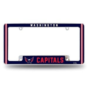 Rico Industries NHL Washington Capitals Classic 12" x 6" Chrome All Over Automotive License Plate Frame for Car/Truck/SUV