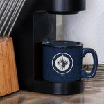 Rico Industries NHL Hockey Winnipeg Jets Navy Speckle 12oz Laser Engraved Campfire Mug