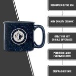 Rico Industries NHL Hockey Winnipeg Jets Navy Speckle 12oz Laser Engraved Campfire Mug