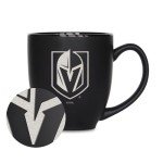 Rico Industries NHL Hockey Vegas Golden Knights 15oz Laser Engraved Matte Black Ceramic Bistro Mug - For Hot or Cold Drinks