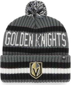 47 NHL Unisex-Adult Team Color Officially Licensed Primary Logo Bering Sport Knit Cuffed Pom Beanie Cold Weather Hat - Las Vegas Golden Knights Gray