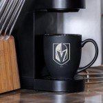 Rico Industries NHL Hockey Vegas Golden Knights 15oz Laser Engraved Matte Black Ceramic Bistro Mug - For Hot or Cold Drinks
