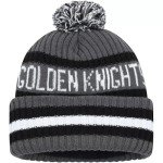 47 NHL Unisex-Adult Team Color Officially Licensed Primary Logo Bering Sport Knit Cuffed Pom Beanie Cold Weather Hat - Las Vegas Golden Knights Gray
