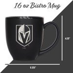 Rico Industries NHL Hockey Vegas Golden Knights 15oz Laser Engraved Matte Black Ceramic Bistro Mug - For Hot or Cold Drinks