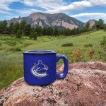 Rico Industries NHL Hockey Vancouver Canucks Royal Speckle 12oz Laser Engraved Campfire Mug