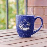Rico Industries NHL Hockey Vancouver Canucks Royal 16 oz Team Color Laser Engraved Speckled Ceramic Coffee Mug
