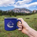 Rico Industries NHL Hockey Vancouver Canucks Royal Speckle 12oz Laser Engraved Campfire Mug