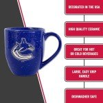 Rico Industries NHL Hockey Vancouver Canucks Royal 16 oz Team Color Laser Engraved Speckled Ceramic Coffee Mug