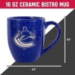 Rico Industries NHL Hockey Vancouver Canucks Royal 16 oz Team Color Laser Engraved Speckled Ceramic Coffee Mug