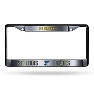 St. Louis Blues NHL Premium Zinc Alloy License Plate Frame - 2 Screw Hole Tag Holder - Team Cheer with Black Background and Team Colors Complement Any Color Truck, SUV, Car