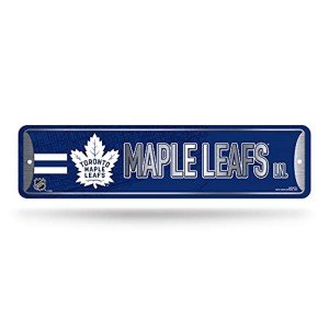 Rico Industries NHL Hockey Toronto Maple Leafs Metal Street Sign 4" x 15" Home Décor - Bedroom - Office - Man Cave,Silver
