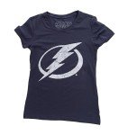 Calhoun NHL Surf & Skate Women's Distressed Print Fitted Crew Neck Premium T-Shirt (Tampa Bay Lightning, Medium)