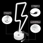 VIFULIN Lightning Bolt Neon Signs Lightning Neon Sign with Base for Bedroom LED Lighting for Room Decor for Teen Girls Gifts for Teenager Boys USB/Battery Cool Gaming Light with Holder(Blue)