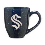 Rico Industries NHL Hockey Seattle Kraken Navy 16 oz Team Color Laser Engraved Speckled Ceramic Coffee Mug
