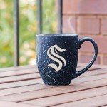 Rico Industries NHL Hockey Seattle Kraken Navy 16 oz Team Color Laser Engraved Speckled Ceramic Coffee Mug