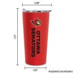 Rico Industries NHL Hockey Ottawa Senators 18oz Soft Touch, Easy Grip Tumbler