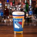Rico Industries NHL Hockey New York Rangers 16 oz Pint Glasses with Digitally Printed Logo, Set of 2 Classic Drinking Glasses, for Fans, Dishwasher Safe
