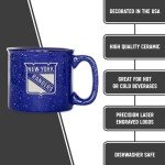 Rico Industries NHL Hockey New York Rangers Royal Speckle 12oz Laser Engraved Campfire Mug
