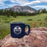 Rico Industries NHL Hockey Edmonton Oilers Navy Speckle 12oz Laser Engraved Campfire Mug