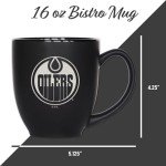 Rico Industries NHL Hockey Edmonton Oilers 15oz Laser Engraved Matte Black Ceramic Bistro Mug - For Hot or Cold Drinks