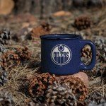 Rico Industries NHL Hockey Edmonton Oilers Navy Speckle 12oz Laser Engraved Campfire Mug