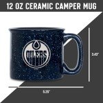 Rico Industries NHL Hockey Edmonton Oilers Navy Speckle 12oz Laser Engraved Campfire Mug