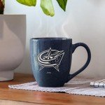 Rico Industries NHL Hockey Columbus Blue Jackets Navy 16 oz Team Color Laser Engraved Speckled Ceramic Coffee Mug