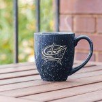 Rico Industries NHL Hockey Columbus Blue Jackets Navy 16 oz Team Color Laser Engraved Speckled Ceramic Coffee Mug