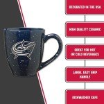 Rico Industries NHL Hockey Columbus Blue Jackets Navy 16 oz Team Color Laser Engraved Speckled Ceramic Coffee Mug