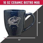 Rico Industries NHL Hockey Columbus Blue Jackets Navy 16 oz Team Color Laser Engraved Speckled Ceramic Coffee Mug
