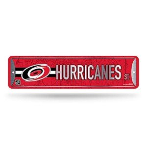 Rico Industries NHL Carolina Hurricanes Home Décor Metal Street Sign (4" x 15") - Great for Home, Office, Bedroom, & Man Cave - Made,Silver