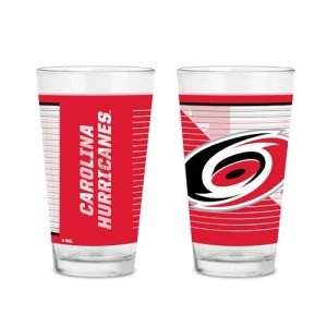 Rico Industries NHL Hockey Carolina Hurricanes 16 oz Pint Glasses with Digitally Printed Logo, Set of 2 Classic Drinking Glasses, for Fans, Dishwasher Safe