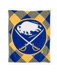 Calhoun NHL Surf & Skate Team Logo Plush Flannel Plaid Throw Blanket (50" by 60") (Buffalo Sabres)