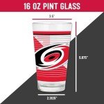 Rico Industries NHL Hockey Carolina Hurricanes 16 oz Pint Glasses with Digitally Printed Logo, Set of 2 Classic Drinking Glasses, for Fans, Dishwasher Safe