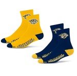For Bare Feet NHL Nashville Predators Quarter Sock Two Pack Team Colors Large