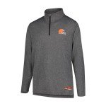 Ultra Game NFL Men's Super Soft Quarter Zip Long Sleeve T-Shirt, Cleveland Browns, Heather Charcoal, Large
