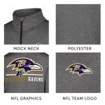 Ultra Game NFL Men's Super Soft Quarter Zip Long Sleeve T-Shirt, Cleveland Browns, Heather Charcoal, Large