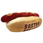 MLB Boston Red Sox Plush Dog Toys - Stadium Theme Snacks - Cutest Plush HOT-Dog Toy for Dogs & Cats with Inner Squeaker & Premium Embroidery of Baseball Team Name/Logo