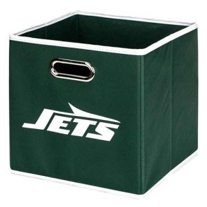 Franklin Sports New York Jets NFL Storage Bin - Collapsible Folding Cube Container + Storage Basket - NFL Office, Bedroom + Living Room Décor - Perfect Closet Organizer - 11"x11"