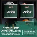 Franklin Sports New York Jets NFL Storage Bin - Collapsible Folding Cube Container + Storage Basket - NFL Office, Bedroom + Living Room Décor - Perfect Closet Organizer - 11"x11"